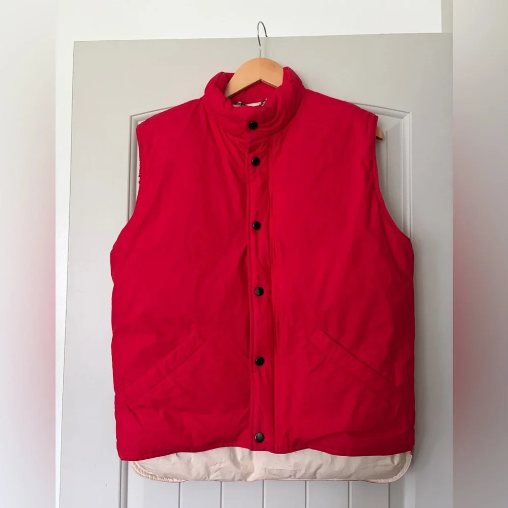 J. Crew Outfitters Vintage 90s Red Goose Down Cotton Puffer Vest | Men’s Small